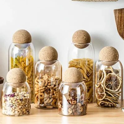 بانکه شیشه ای درب چوب پنبه ای ناتالی