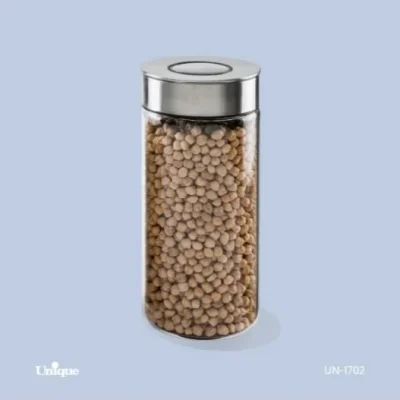 بانکه شیشه ای درب استیل 30 سانت