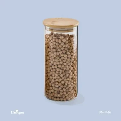 بانکه شیشه ای درب چوبی گرد 20 سانت