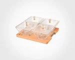اردور خوری مربع دربدار پایه چوبی 4 عددی