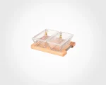اردور خوری مستطیل دربدار پایه چوبی 2 عددی