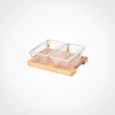 اردور خوری مستطیل دربدار پایه چوبی 2 عددی