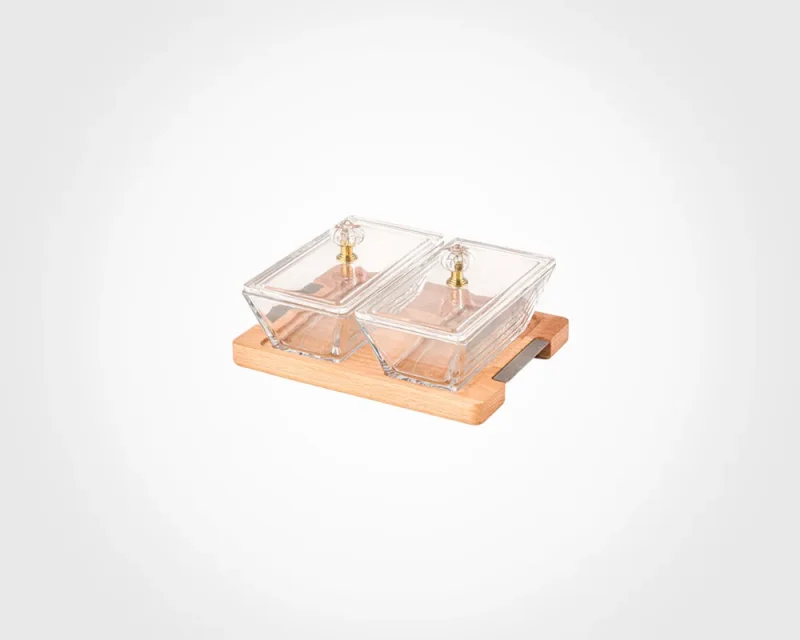 اردور خوری مستطیل دربدار پایه چوبی 2 عددی
