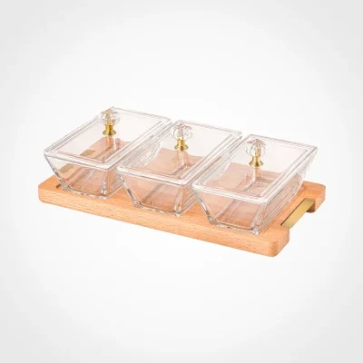اردور خوری مستطیل دربدار پایه چوبی 3 عددی