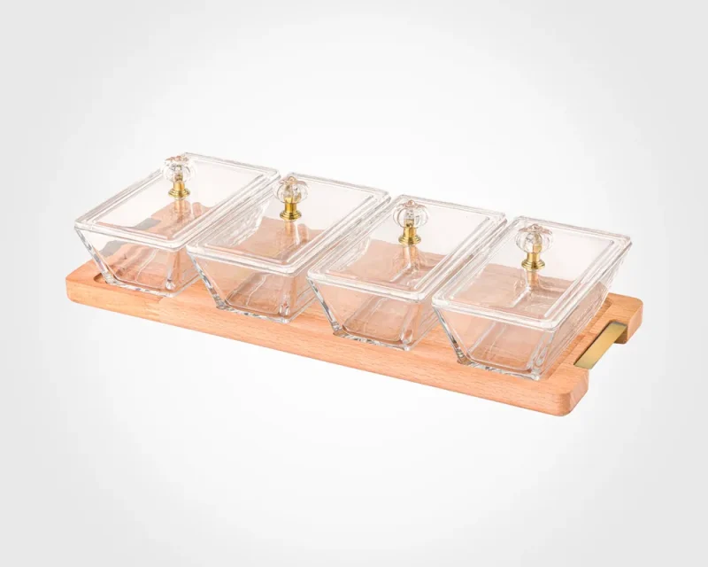 اردور خوری مستطیل دربدار پایه چوبی 4 عددی