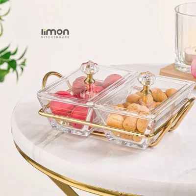 اردورخوری شیشه ای مستطیل استنددار دو خانه با درب اکرولیک