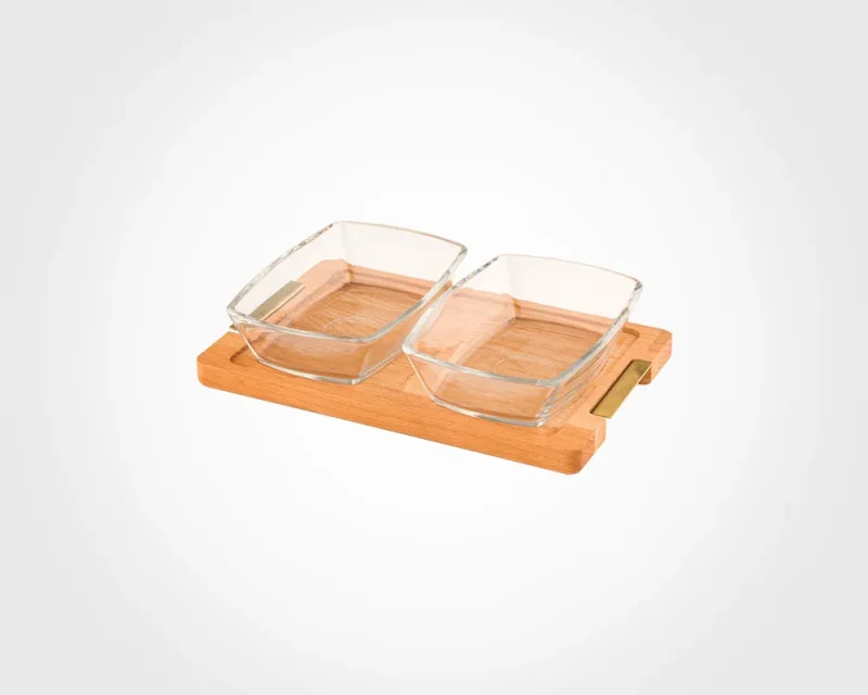 اردورخوری مستطیل پایه چوبی 2عددی کوچک