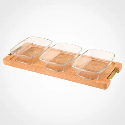 اردورخوری مستطیل پایه چوبی 3 عددی بزرگ2