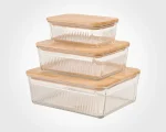 ست ظرف شیشه ای مستطیل در چوبی