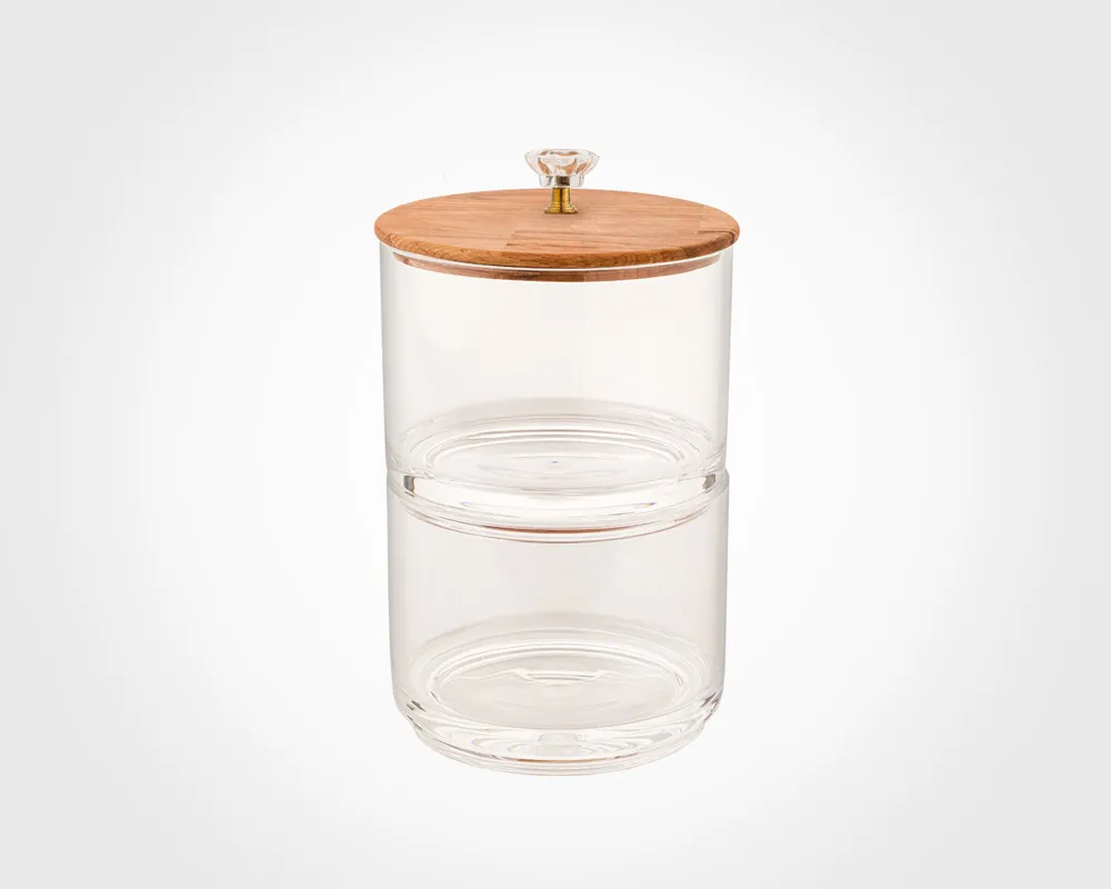 شاخص-شکلات-خوری-2-طبقه- ظرف شکلات دو طبقه با درب چوبی