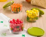 ظرف شیشه ای درب دار 190 میلی لیتر چاپ دار