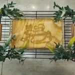 سینی طرح دار مستطیلی طلایی چوبی کوثر